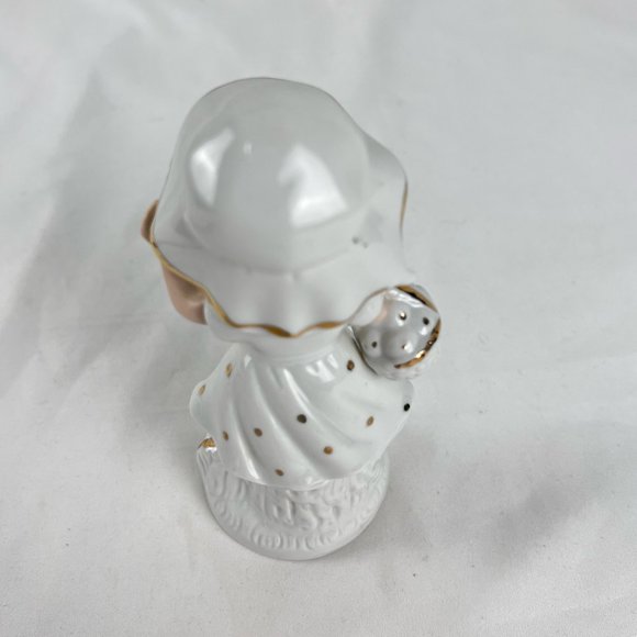 Vintage Capodimonte Girl Figurine-Fine Porcelain-White/Gold Dress-Italy - Picture 10 of 10